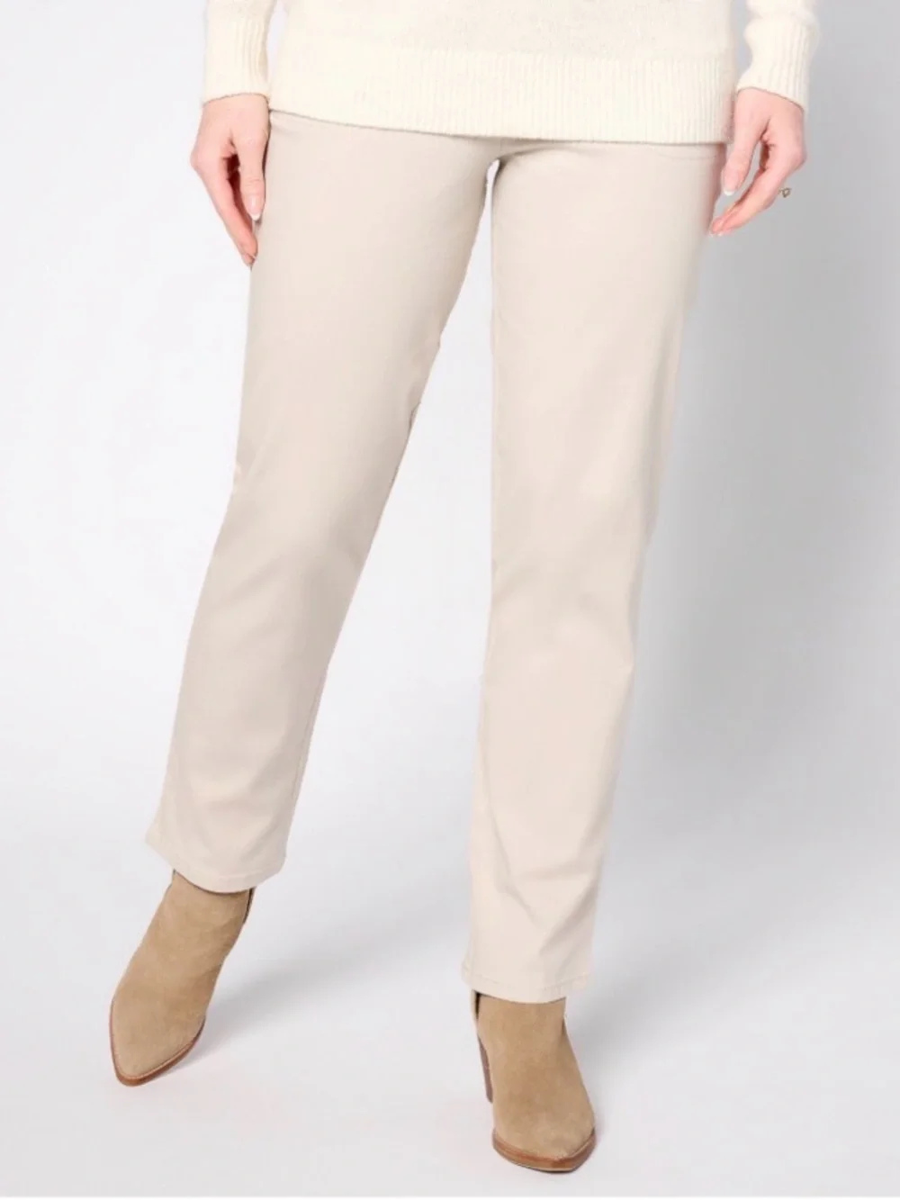 Denim & Co. Original Waist Stretch Tall Side Pocket Pants Size XXS Tall Mushroom